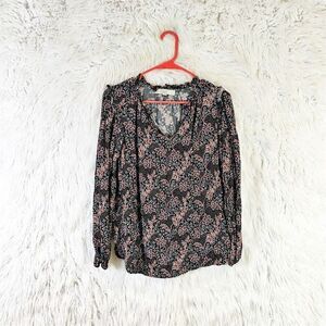 LOFT Women's Floral V-Neck Blouse Multicolor Size M